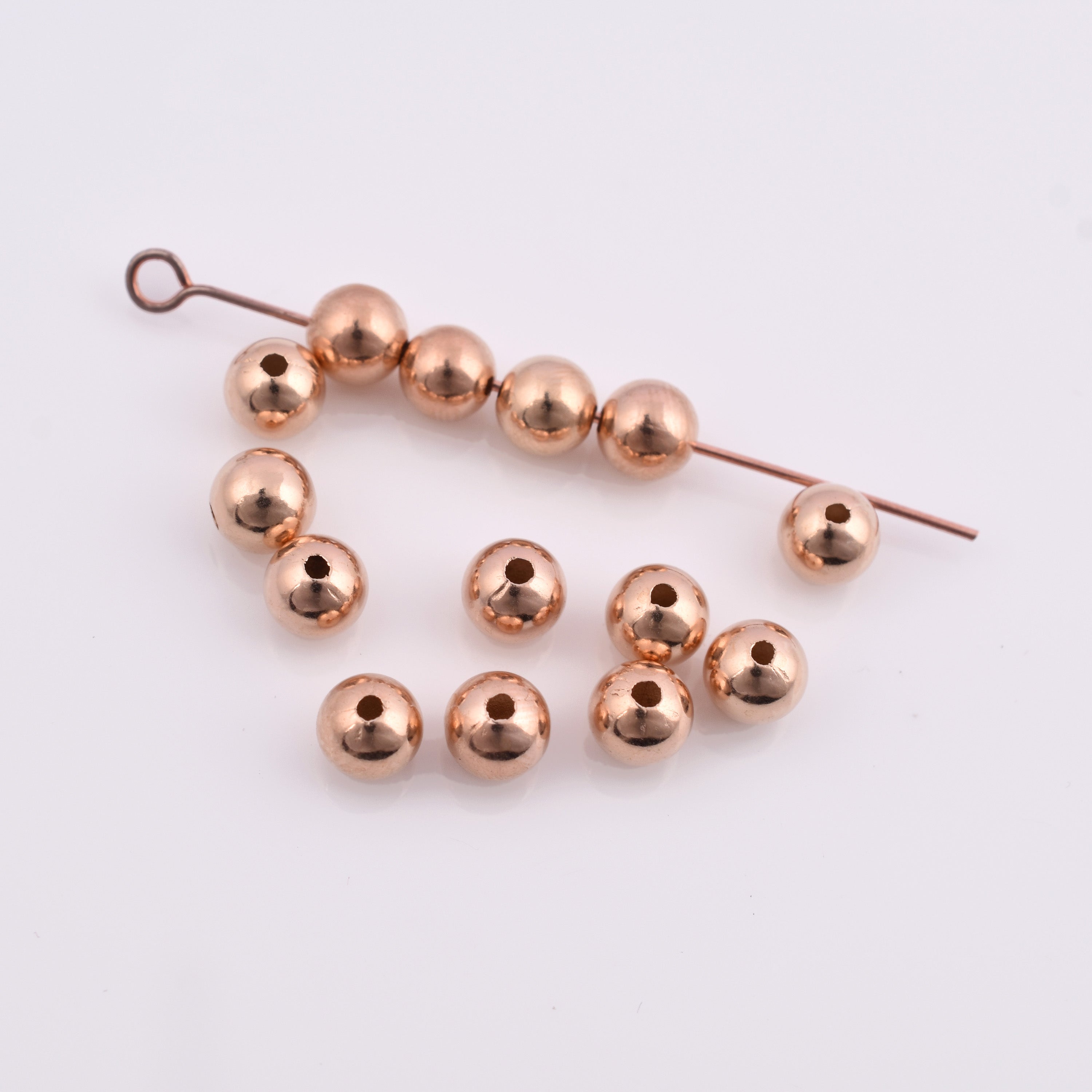 8mm Rose Gold Beads, Brushed Saucer Rose Gold Beads for Jewelry Making 