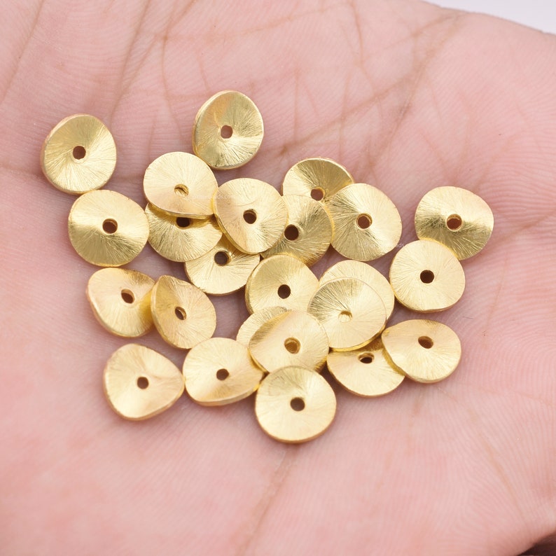 Gold Flat Spacer Beads, 20- 260 pcs Round Brushed Gold Metal Discs