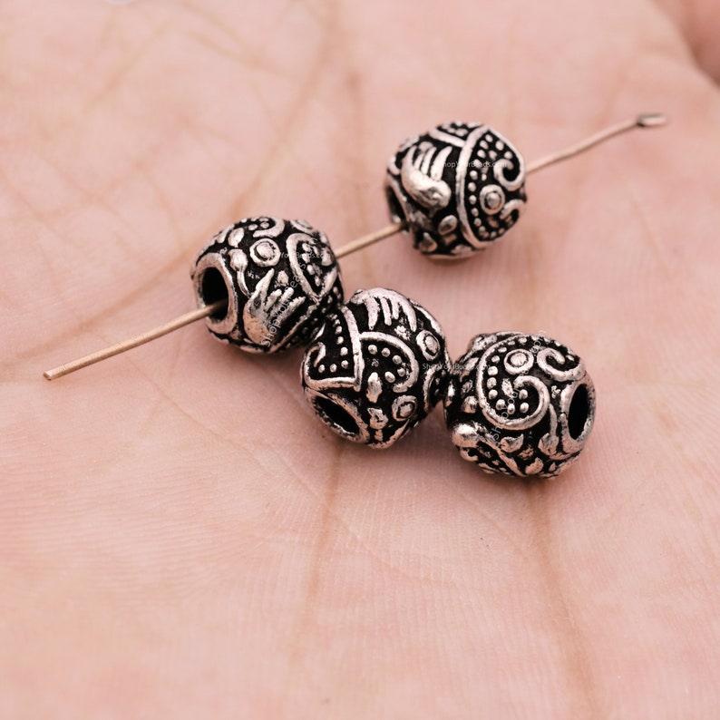 10mm 10pcs Silver Spacer Beads, Antique Silver Plated Bali Silver Beads for Jewelry  Making, Metal Spacers for 3mm Hole 