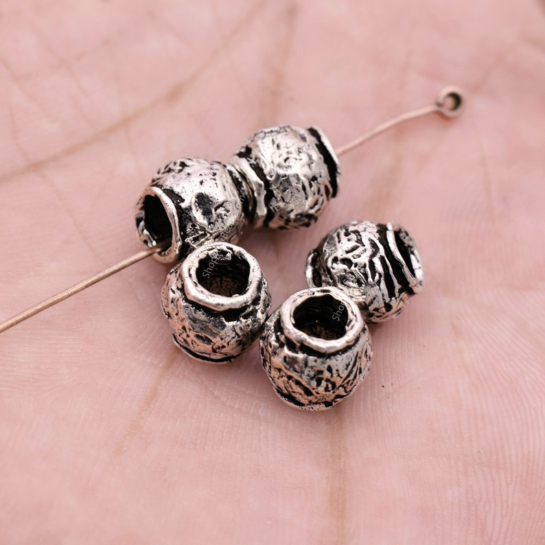 10mm 10pcs Silver Spacer Beads, Antique Silver Plated Bali Silver