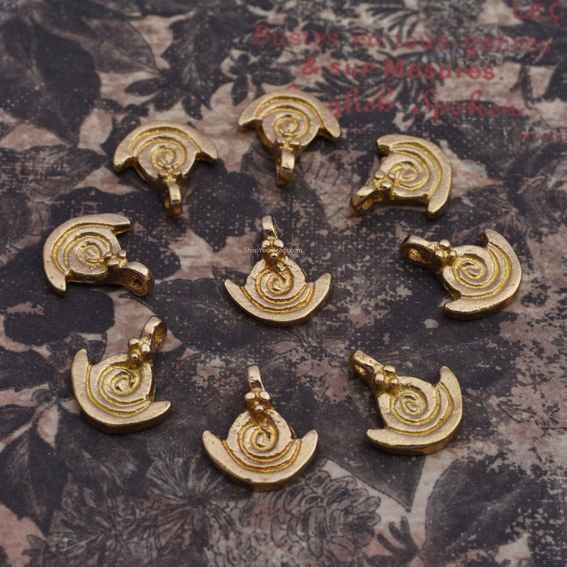 Raw Brass Tribal Boho Ethnic Charms - 12mm