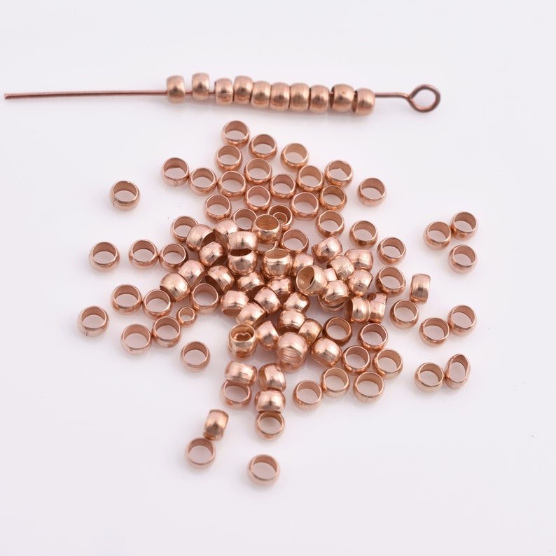 3.5mm Rose Gold Plated Crimps Components -180pcs