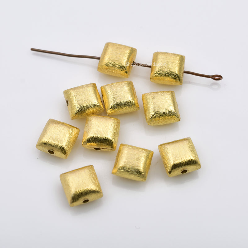 Gold Square Cushion Shaped Spacer Beads For Jewelry Makings 