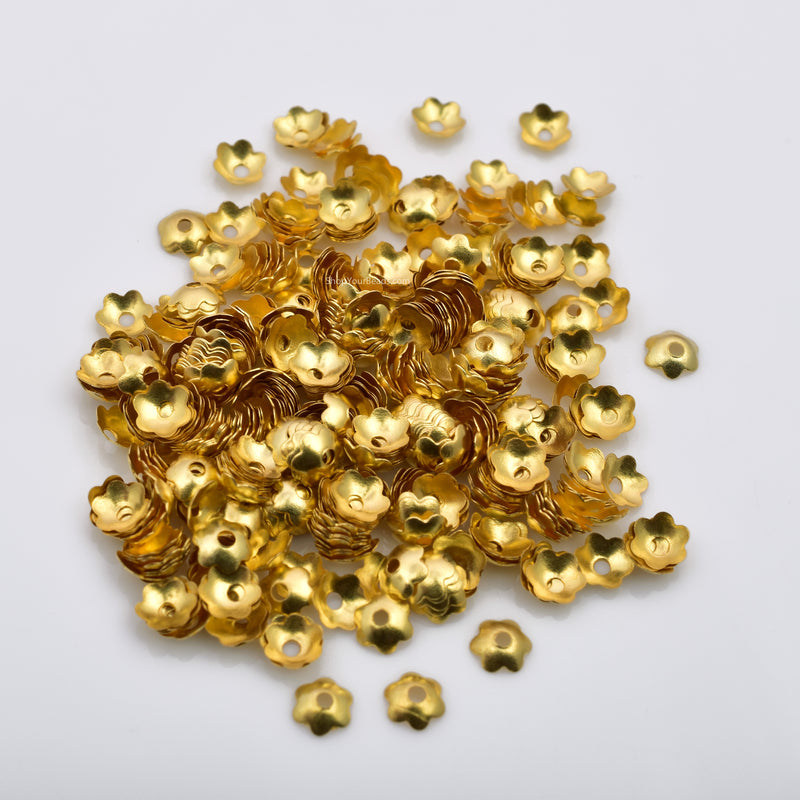 50/Pkg 9mm Flexible Gold Bead Caps, Filigree Flower Caps Fits 8mm+ Bea