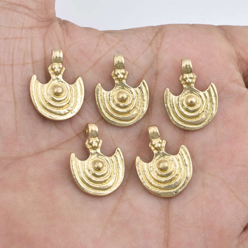 Raw Brass Spiral Tribal Charms - 21mm