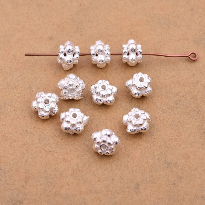 Silver Daisy Spacer Beads For Jewelry Makings 