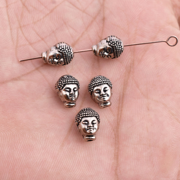 Hoccus Skull Buddha Beads for Bracelets Charms Stainless Steel Bead Spacer  Ball Handmade DIY Craft Vintage Accessories Jewelry Making - (Color: Clear)