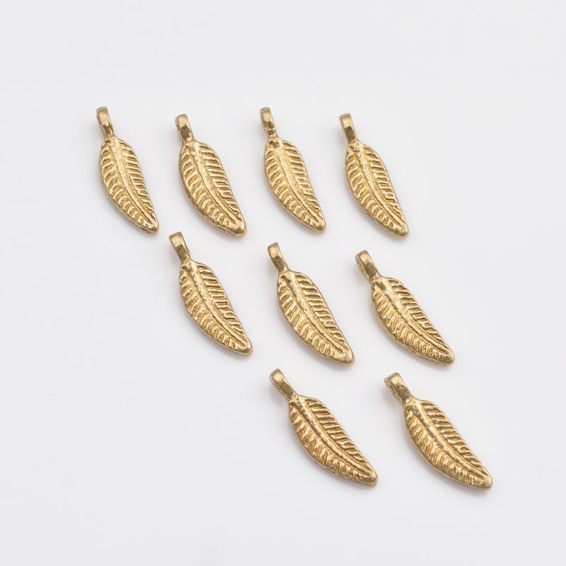 Raw Brass Leaf Pendants Charms - 19mm