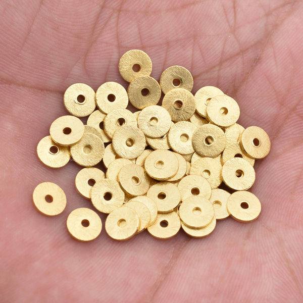 Gold hematite heishi beads, 6mm gemstone rondelle spacer bead supplies