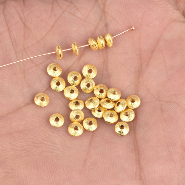 Brushed Gold Spacer Beads, 20 Pc Donut Saucer Round 6 mm Discs #840, R – A  Girls Gems