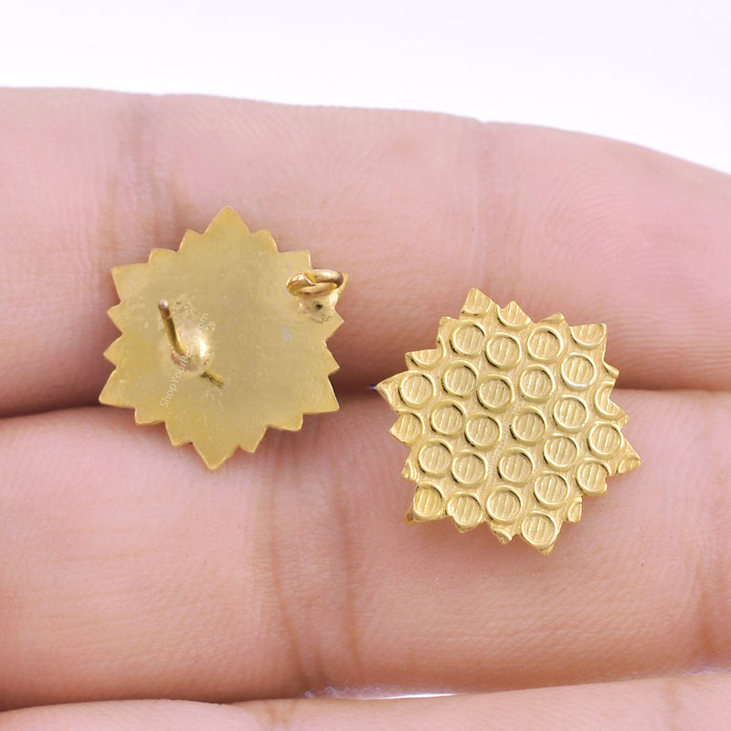 Gold Plated Textured Snow Flake Ear Studs