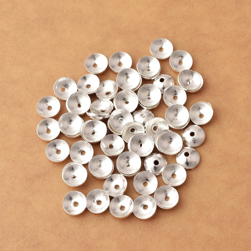 Silver Flower Bead Caps 6mm in diameter (Fit beads 6-10mm) Sold in