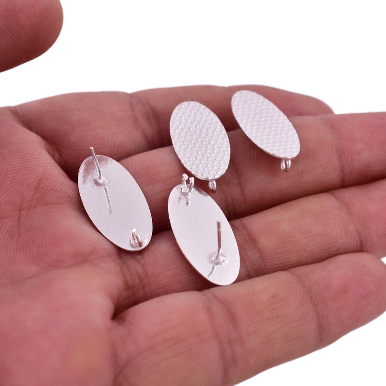 Silver Plated Textured Earring Oval Studs