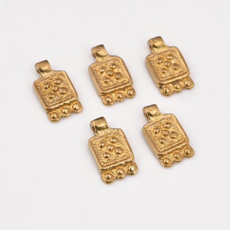 Raw Brass Tribal Boho Ethnic Charms - 14x10mm