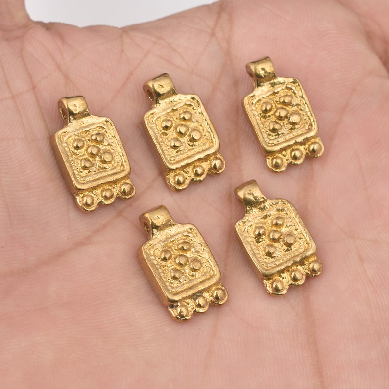 Raw Brass Tribal Boho Ethnic Charms - 14x10mm