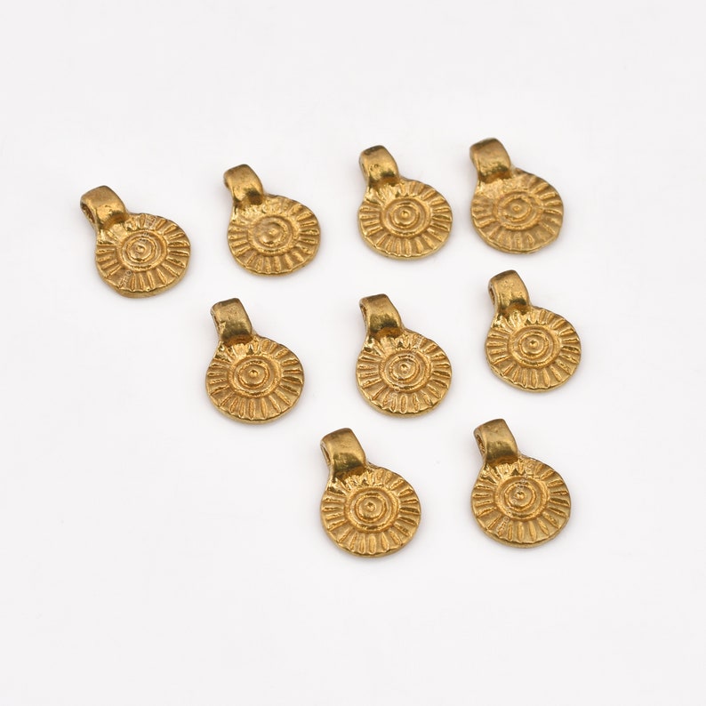 Raw Brass Tribal Boho Ethnic Charms - 9.5mm