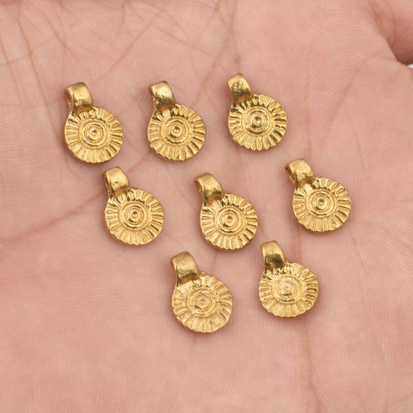 Raw Brass Tribal Boho Ethnic Charms - 9.5mm