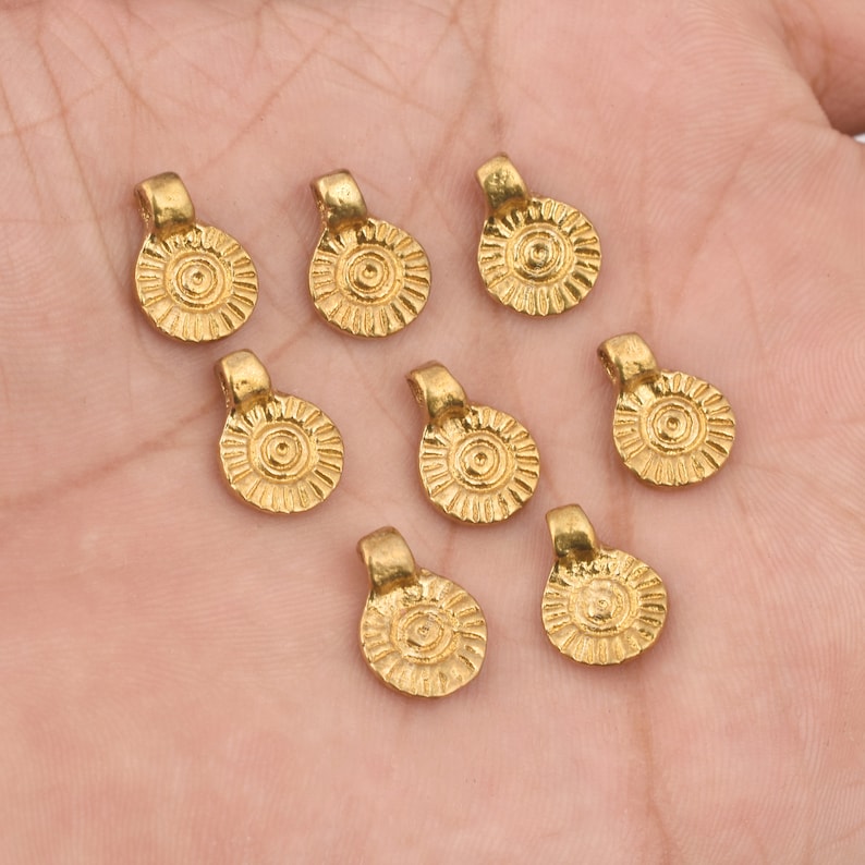 Raw Brass Tribal Boho Ethnic Charms - 9.5mm