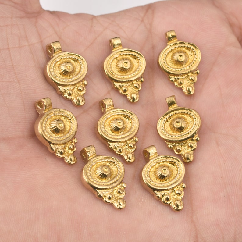 Raw Brass Tribal Boho Ethnic Charms - 13mm