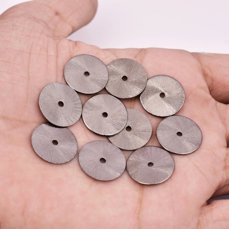 Black Gunmetal Plated Heishi Flat Disc Spacer Beads - 16mm