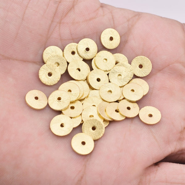 Brushed Gold Copper gold flat disc beads spacers - Brushed Disk heishi –  Bead Boat