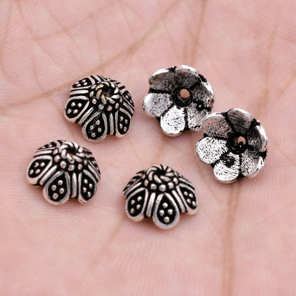FEBSNOW About 160Pcs Spacer Beads Caps, Bali Style Mixed Tibetan Silver and  Antique Gold Flower Bead Caps for Bracelet Necklace Earrings Jewelry
