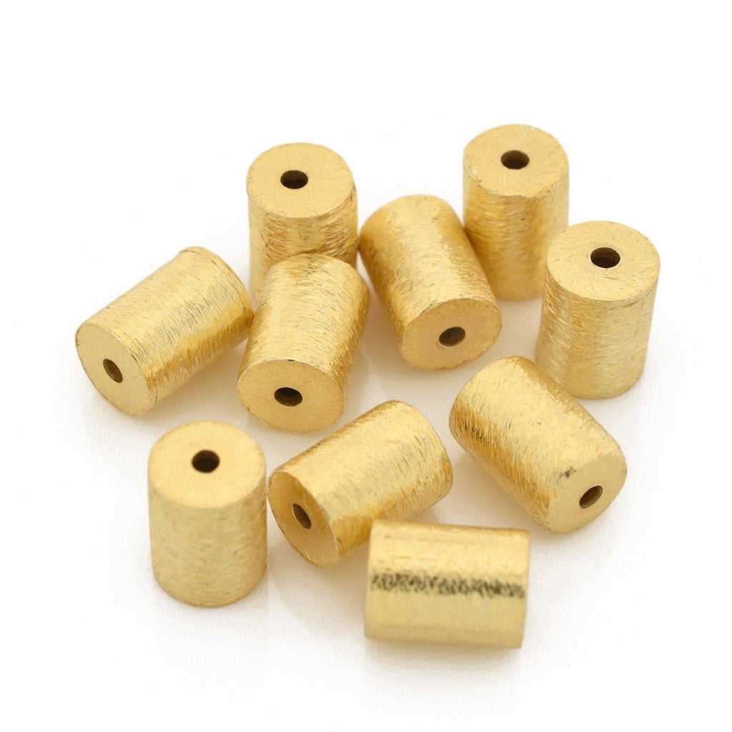 6mm 10pcs Gold Beads, Gold Spacer Beads, Gold Barrel Beads, Brushed  Cylinder Beads for Jewelry Making, Drum Spacer Beads, 24k Gold Plating 