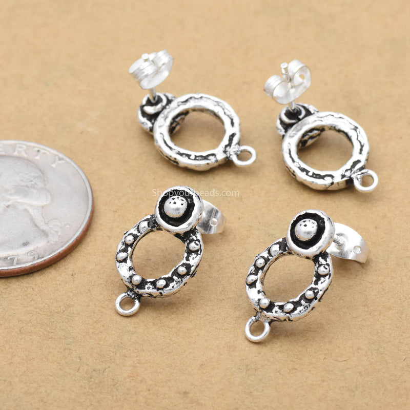 Antique Silver Plated Bali Earring Studs